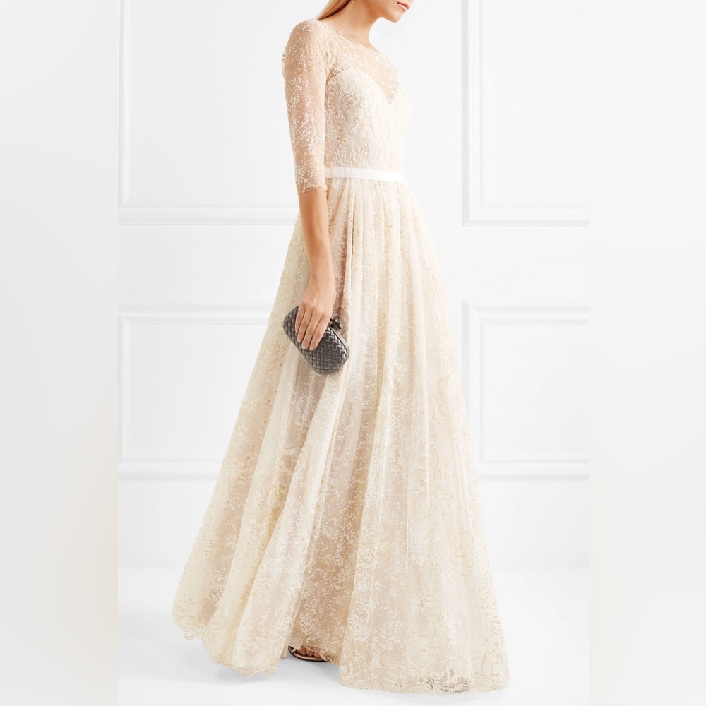 NWT Marchesa Notte Glitters Tulle Ivory Wedding Gown
